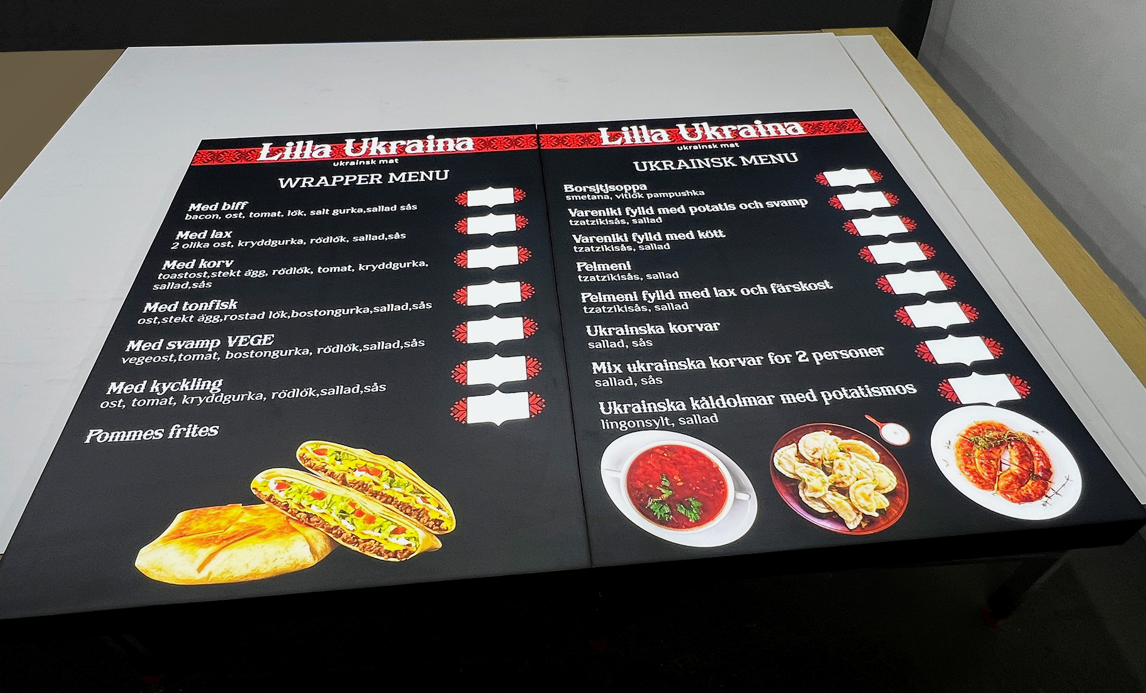 Лайтбокс меню для кафе фото