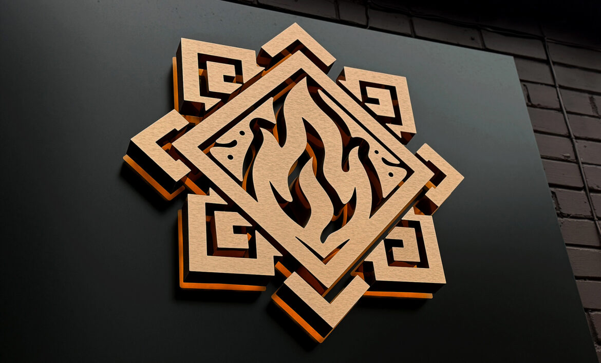 Мідний логотип з підсвічуванням фото