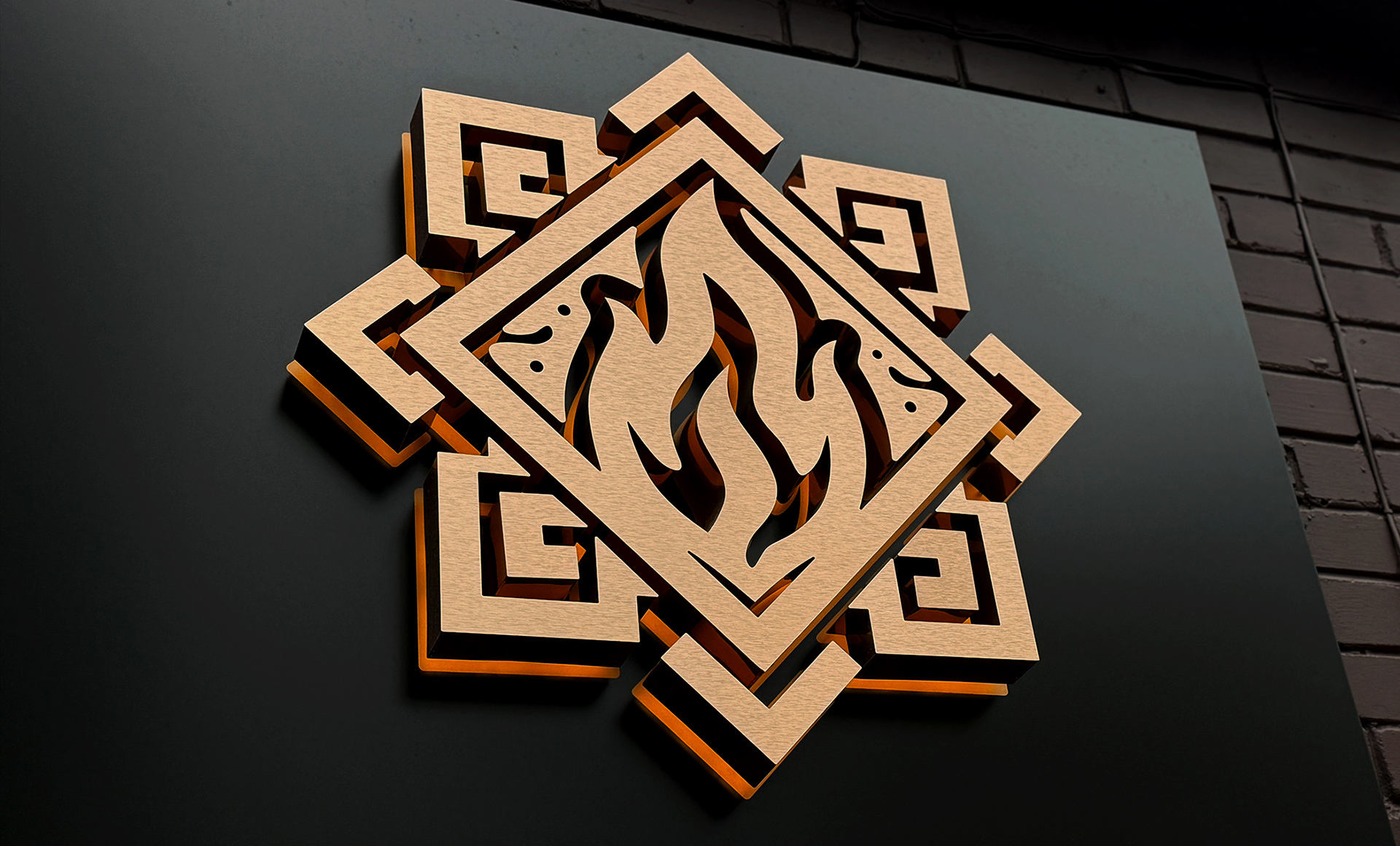 Мідний логотип з підсвічуванням фото