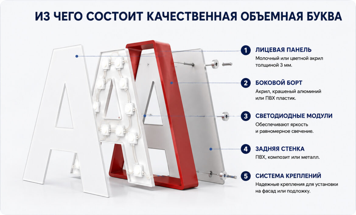 Из чего состоит объемная буква